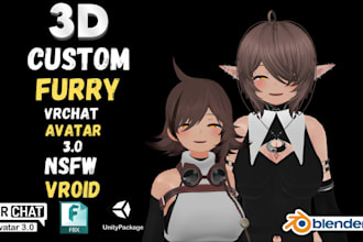 custom avatar vrchat furry avatar furry character vrc character 3d model anime