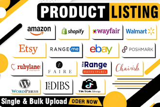 list and optimize products on amazon, ebay,  wayfair, walmart, shopify, and etsy