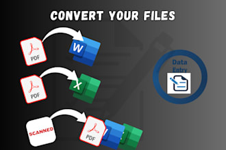 convert PDF to word, excel or handwritten to PDF and data entry