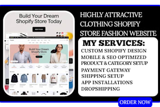 build a professional clothing shopify store fashion website clothing website