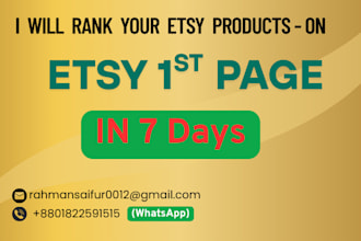 rank your esty product on first 1st page in 7 days
