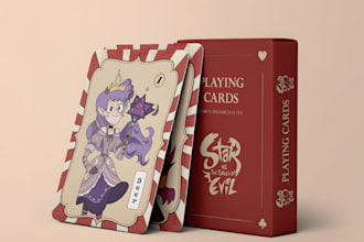 illustrate and design custom playing card games, poker cards, character, 52 deck
