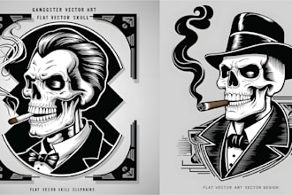 create vintage skull head hookah logo