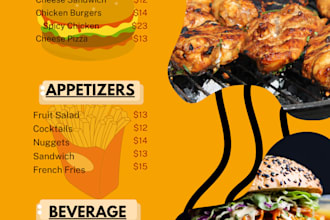design restaurant menus, price lists, and food menus for you