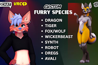 create custom 3d furry avatar, nsfw vrc fursona model for vrchat, vtuber animaze