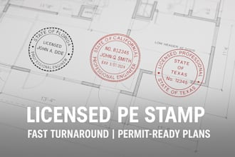 do california, florida, texas pe stamp with licensed architect for city permit