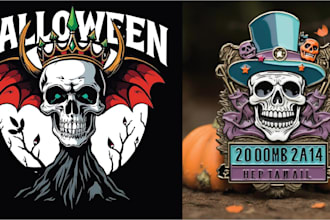 make horror halloween skull t shirt logo design