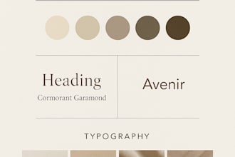 create a stylish brand board with logo, colors, and fonts
