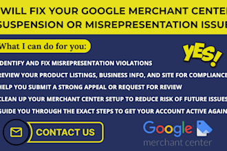 fix your google merchant center suspension or misrepresentation issuse properly