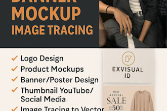 design a professional logo, banner, mockup, or image tracing for your brand