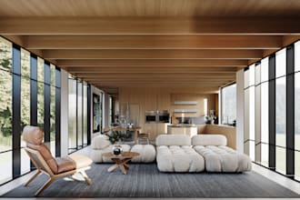 3d glass house,maisonatte, farm house interior,lumion 3d rendering, open kitchen