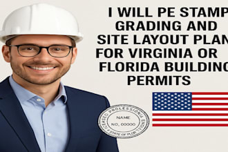 pe stamp grading and site layout plans for virginia or florida building permits