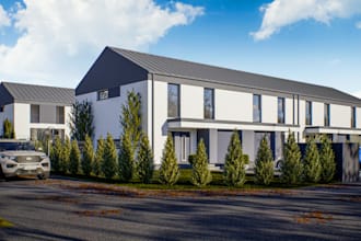 renovate 3d modern cottage house,terrace exterior,garden lounge,garage,d5 render