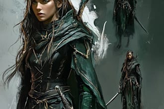 create concept art, dnd character design and illustration