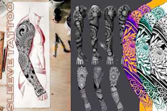 craft bold custom geometric tattoo monoline tattoo sleeve design with precision