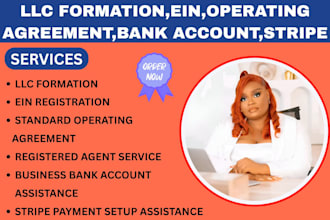 get you US llc including delware or wyoming with ein and bank account