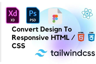 convert figma to html, psd to html bootstrap 5 tailwind css