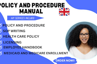 create employee policy and procedure manual, sops, business plan for group home