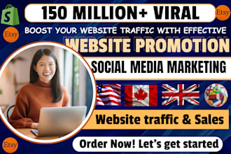do website promotion, promote etsy stan store amazon product book event or links