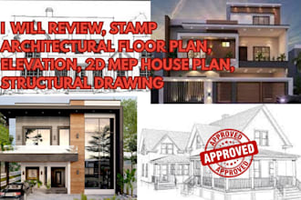 review stamp architectural floor plan elevation 2d mep houseplan for city permit