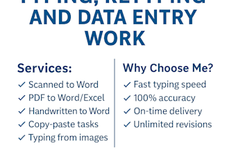 do fast and accurate typing retyping and data entry work