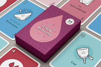 create card game design, card box design playing cards mockup guidebook design
