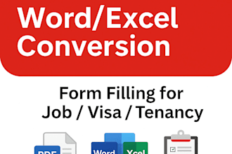 convert PDF to word, excel or fill out forms for visa, job or tenancy