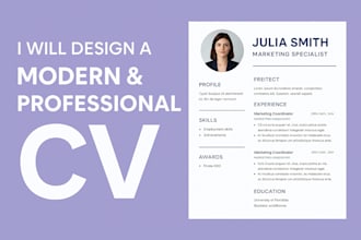 design a modern and professional CV using canva or word