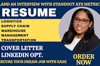 write resume for logistics, supply chain, warehouse, transportation