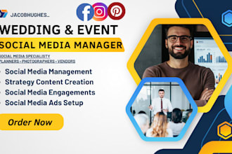 manage social media for wedding planners, photographers, and event vendors