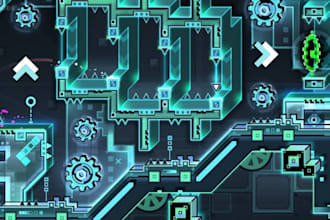 create geometry dash gameplay layout platformer level design texture pack demon