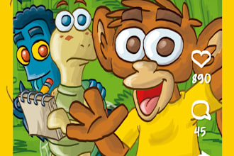 draw cartoon illustrations, design characters and make storyboards