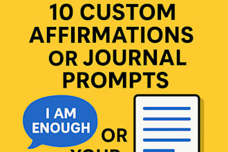 write 10 custom affirmations or journal prompts for your goals
