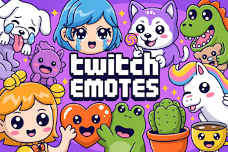 design ultrakawaii chibi emotes , animated vtuber stickers for twitch, pngtube