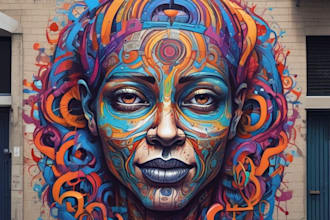do illustration real graffiti art on the street wall