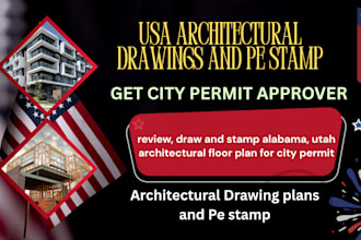 review, draw and stamp alabama, utah architectural floor plan for city permit