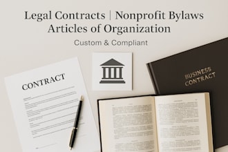 draft legal contract agreement, nonprofit bylaw, article of organization