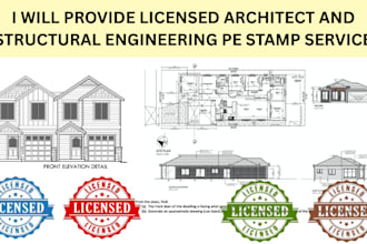 licensed architect, structural engineering pe stamp, in california texas nevada