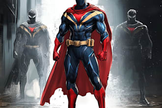 design superhero character design concept art for your comic