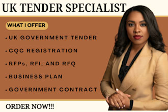 support UK government tender, cqc reg, and business plans for contract success