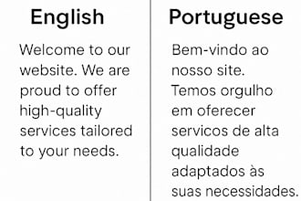 professionally translate between english and portuguese