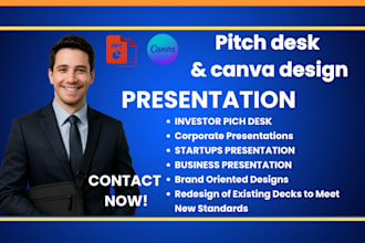 do presentation design with powerpoint, keynote, google slides,and canva