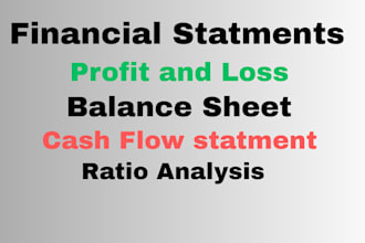 prepare balance sheet, profit and loss, cash flow statements