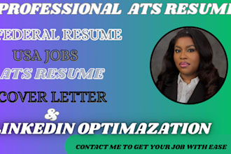 write a professional federal resume, usajobs , cover letter, resume writing