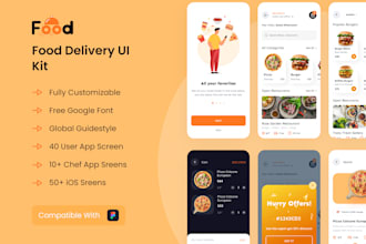 create a professional food ordering app UI kit in figma