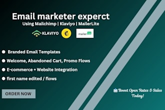 setup or manage shopify klaviyo email marketing, mailchimp, mailerlite expert