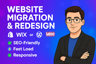 redesign, migrate, optimize websites on shopify, wix, wordpress, and woocommerce