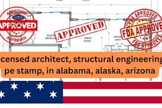 licensed architect, structural engineering pe stamp, in alabama, alaska, arizona