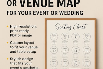 design a professional seating chart or venue map for your event or wedding