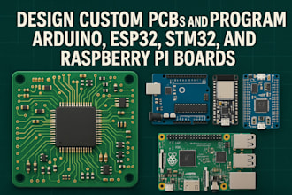 design custom pcbs and program arduino, esp32, stm32, and raspberry pi boards
